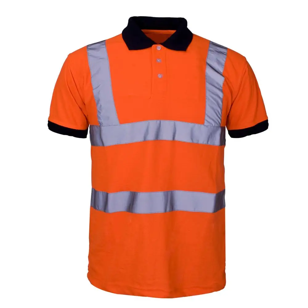 Custom Safety workwear polo shirts men hi vis work wear polo shirt with reflective stripes