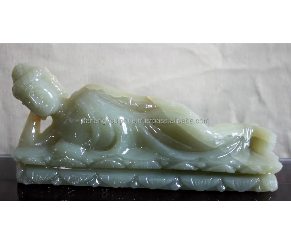 Sleeping Buddha green onyx stone statue DSF-HS51