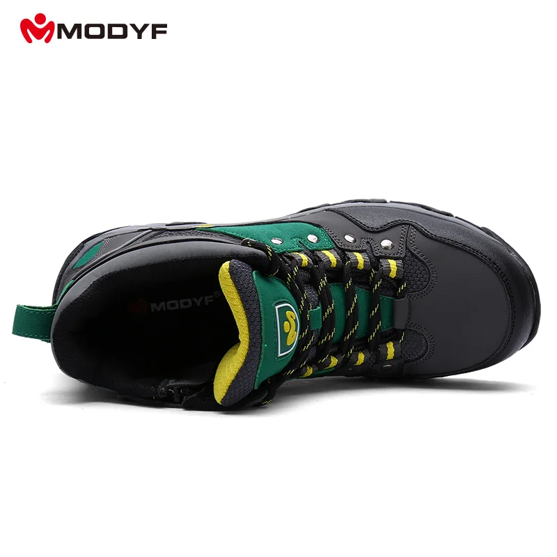 Мужская защитная обувь из натуральной кожи и сетчатой ткани, классические стальные ботинки с носком и нижней частью MD, военные ботинки для хикинга, MODYF 2018, новый дизайн