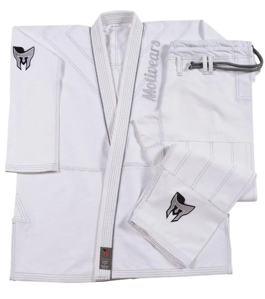 Pakistan Made 100% Cotton Pearl Weave White Silver BJJ Uniform Brazilian Jiu Jitsu Gi BJJ Kimono  Reema Technologies