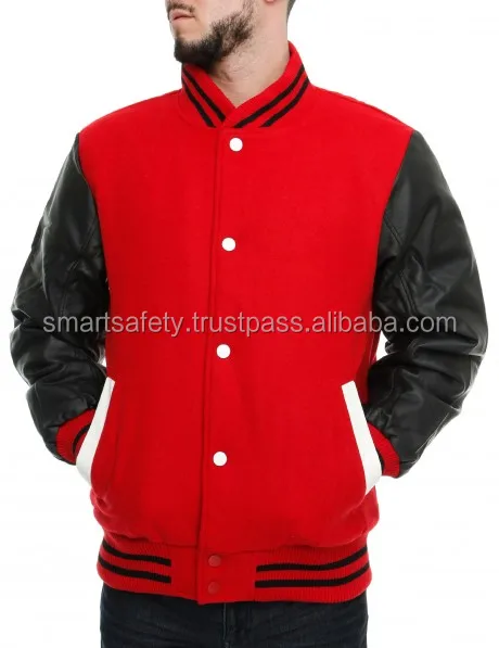 red black combine Hot Selling Casual Style Varsity Letterman University College Baseball Jacket / varsity jacket in all colors