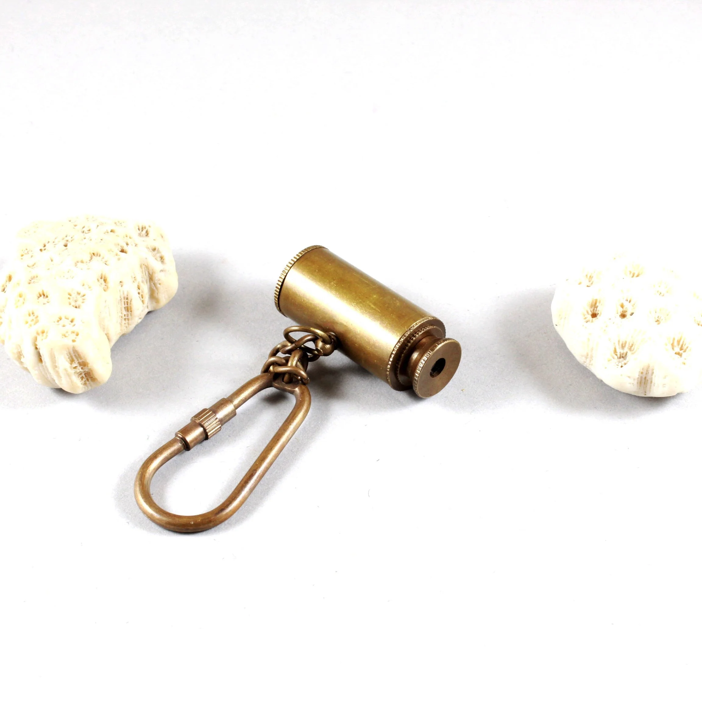 Brass Nautical Small Miniature Antique Marine Double Fold Telescope Spyglass Keychain Key ring holder Loop