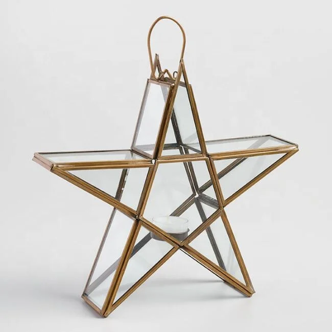 Antique Brass Star Tabletop Tealight Candleholder