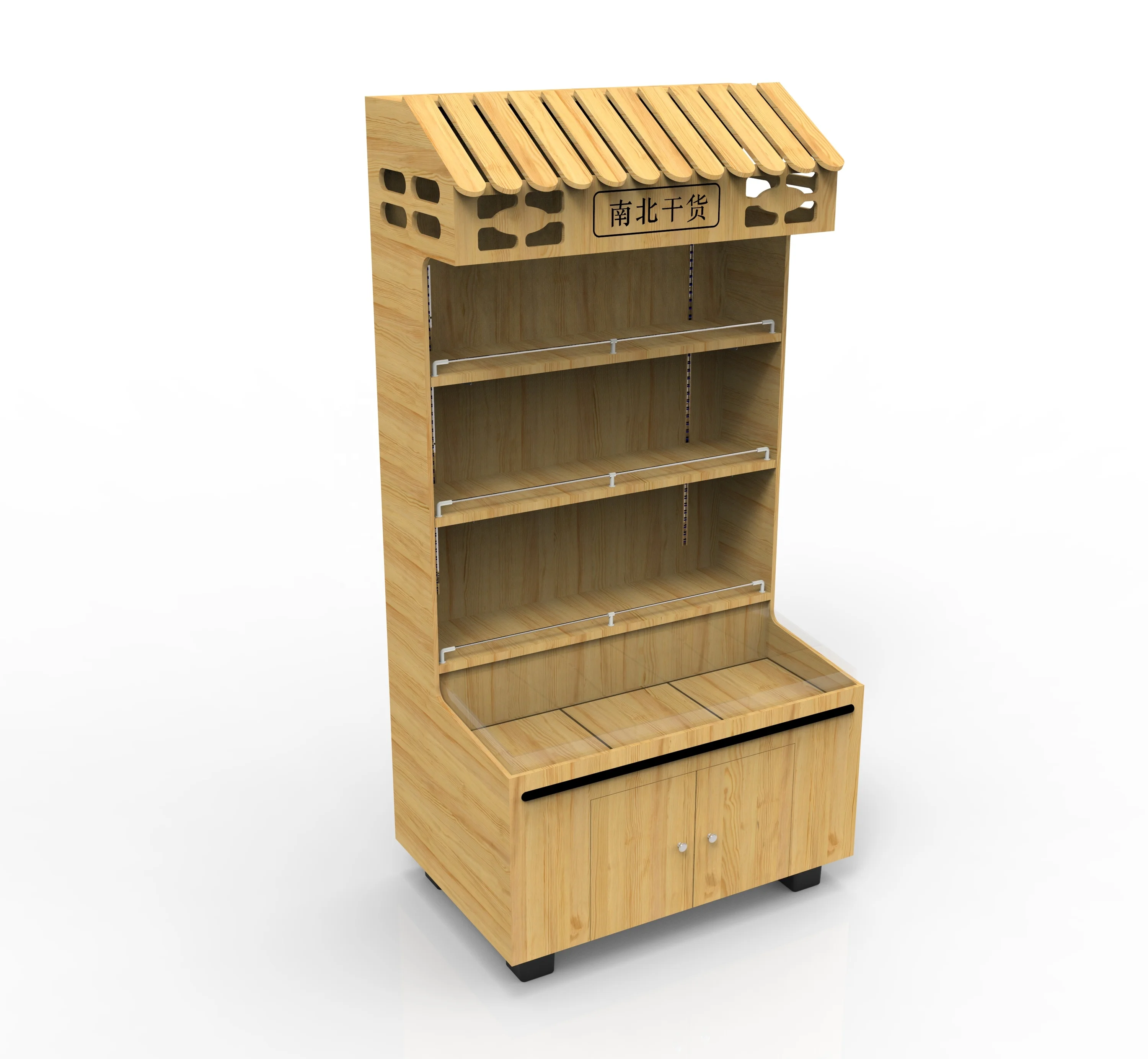 Bulk multi-function various styles snack wooden display shelves