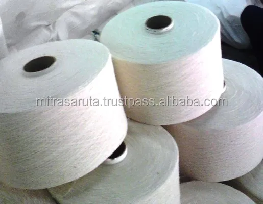 Blended Polyester and Cotton Yarn NE 5s-10s Natural White Recycled Material for Knitting Weaving and Working Gloves