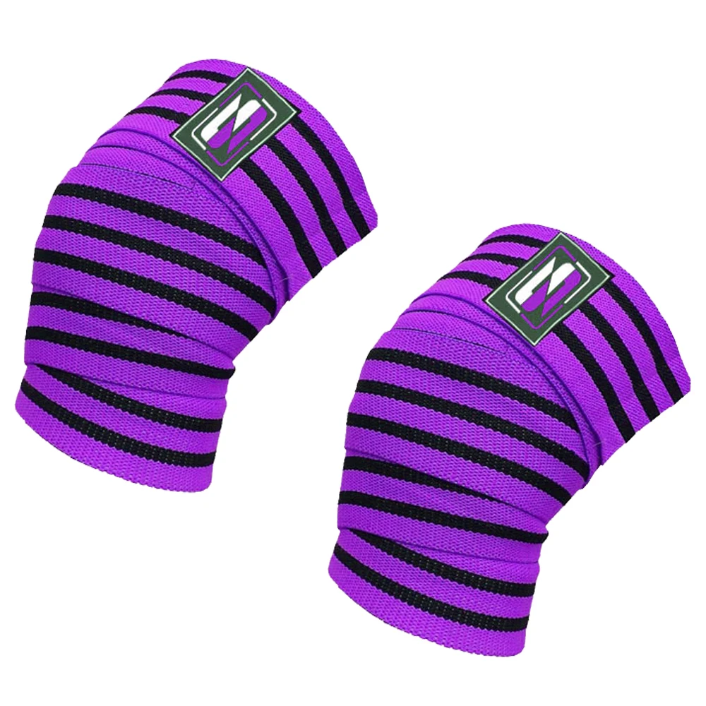 Custom Color Gym Weightlifting Elastic Knee Wraps New Design Rubber Belt Protector for Men and Women with Logo