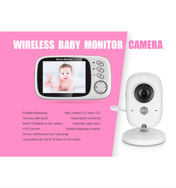 Digital audio babymonitor smart wireless wifi baby monitor ip camera cry alarm and temperature and humidity detection