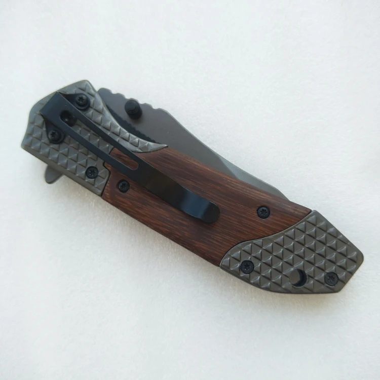 Amazon top sale tactical pocket knife wooden handle biak knife stainless steel knife hunting