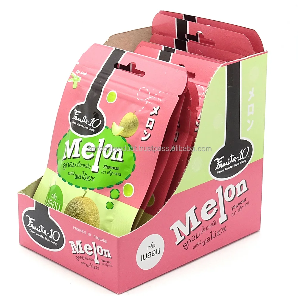 FRUITE10 Chewy Assorted Fruit Candy Melon Flavor Unit Sachet Package Serving 25g Jelly Bean Candy