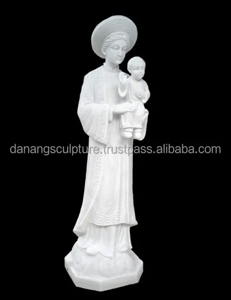 Церковная религия мраморная Дева Мария с детскими статуями Our Lady of La Vang DSF-C048