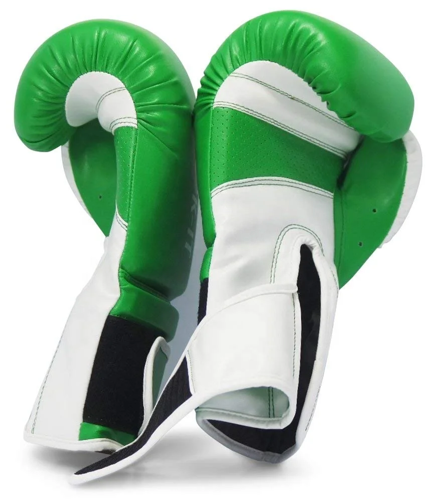 High Quality PU Boxing gloves, Green and White / Orignal Leather Boxing gloves / Custom Boxing Gloves