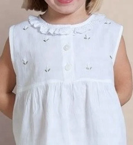 Baby cotton flower embroidery White colour dress clothing for girl