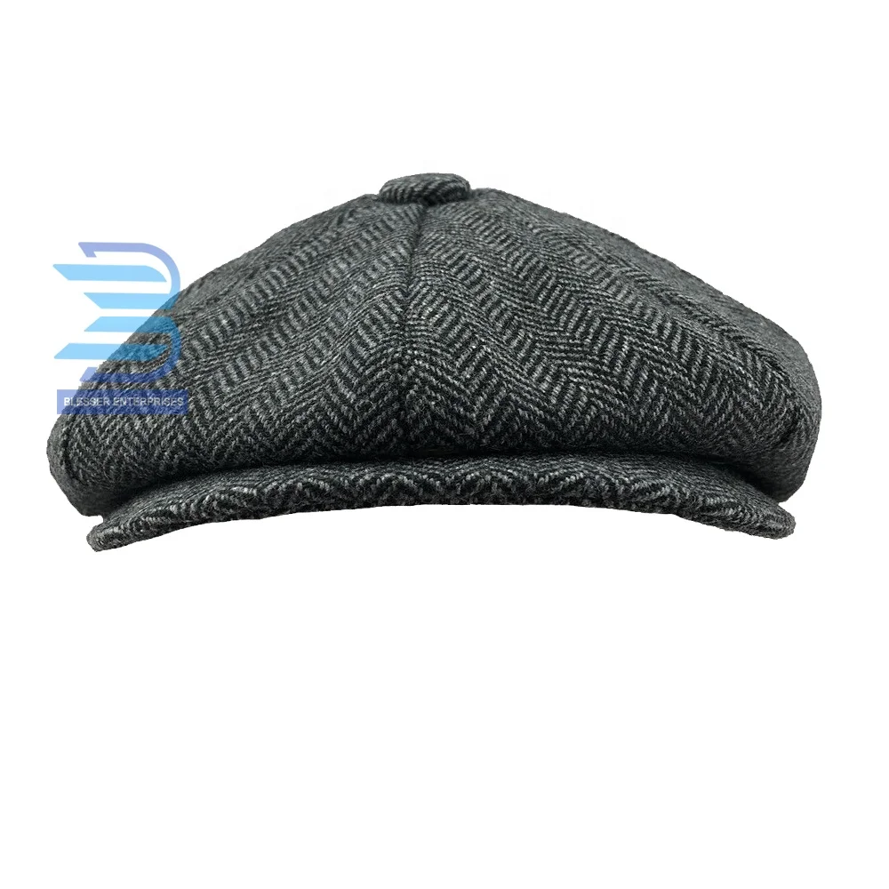 Стильная кепка газетчика с улыбающимися глазами плоская в елочку из твида и шерсти Гэтсби для