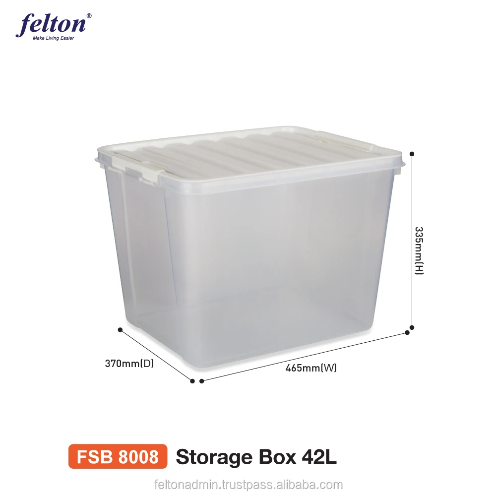 Storage Multipurpose Space Saving Storage Plastic Stackable Container Basket Box Bin With Lid W465 x D370 x H335 mm