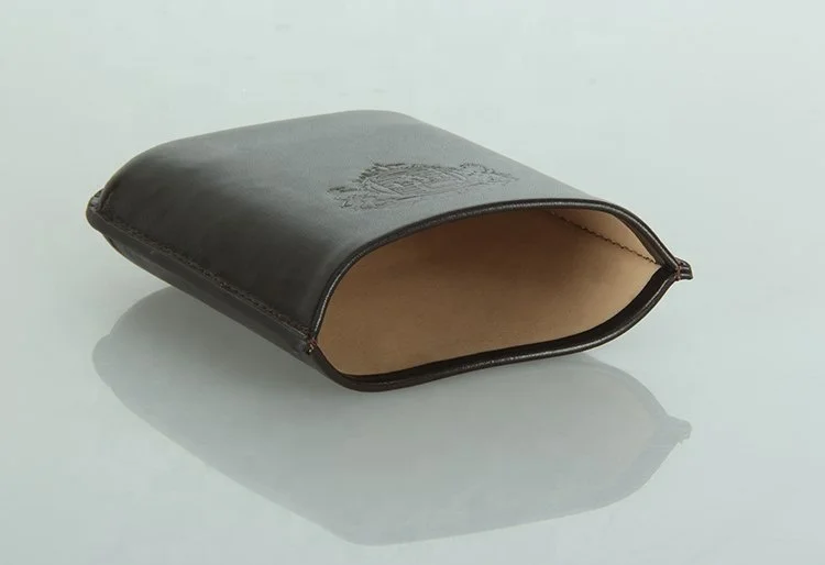 
Professional Portable Brown PU Leather 3 pieces Travel Carrying Cigar Cases 