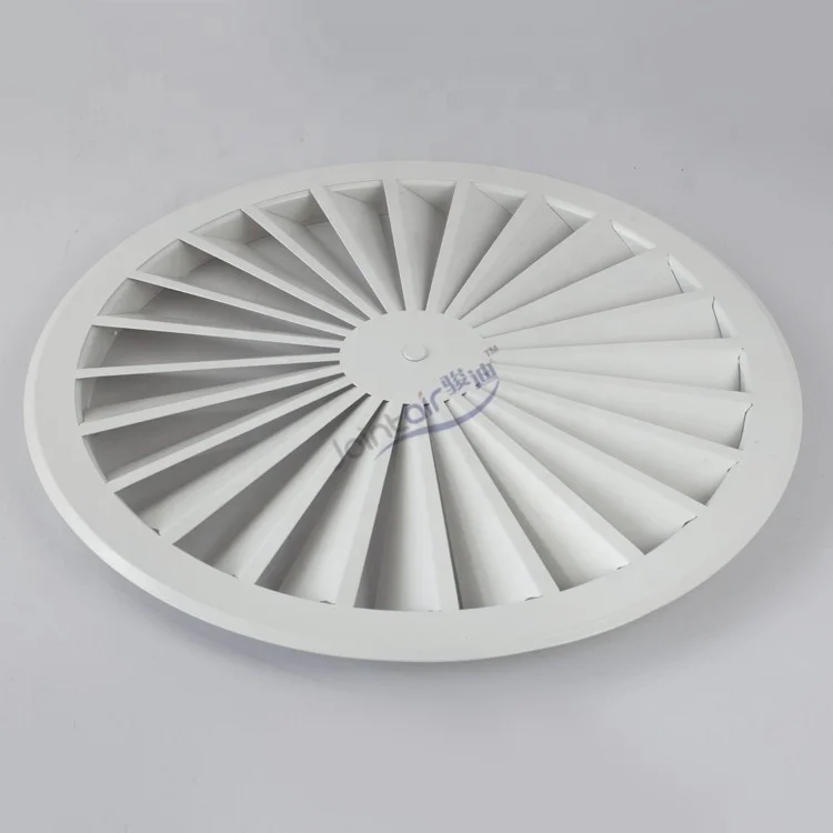 HVAC System Steel Circular Swirl Diffusers Ceiling Vent Covers with 24 fixed blades