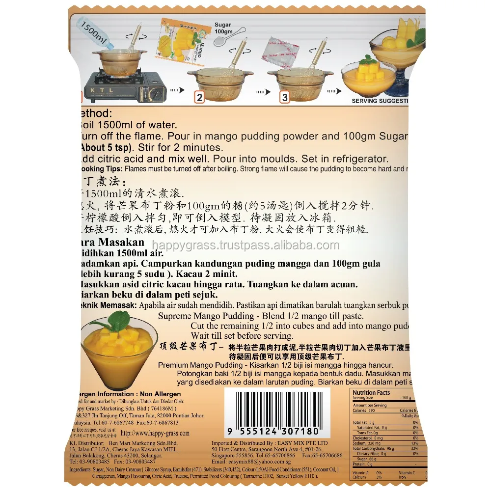 Hot Sales Fruit Pudding Powder with Assorted Flavour