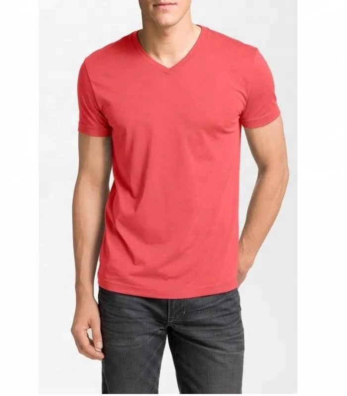 V neck Plain dyed Cotton spandex t-shirt for Men Fitted Gym apparel plain Custom private label Apparel factory fashion tee-shirt