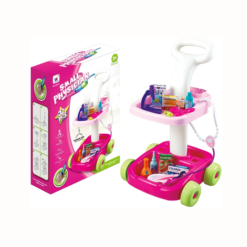 Wholesale high quality plastic hand push kids tool cart set toy