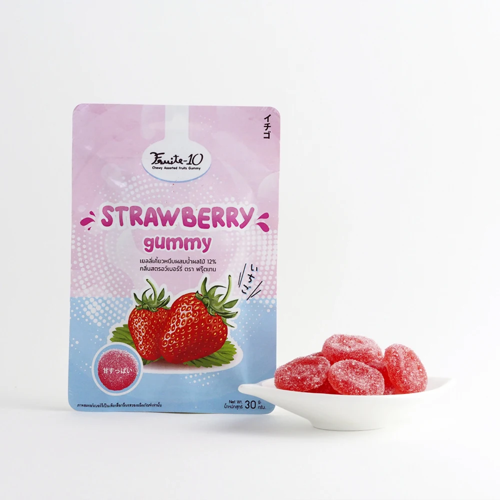 FRUITE-10 Chewy Fruits Gummy Strawberry Flavor 12% Fruit Juice beef gelatin jelly