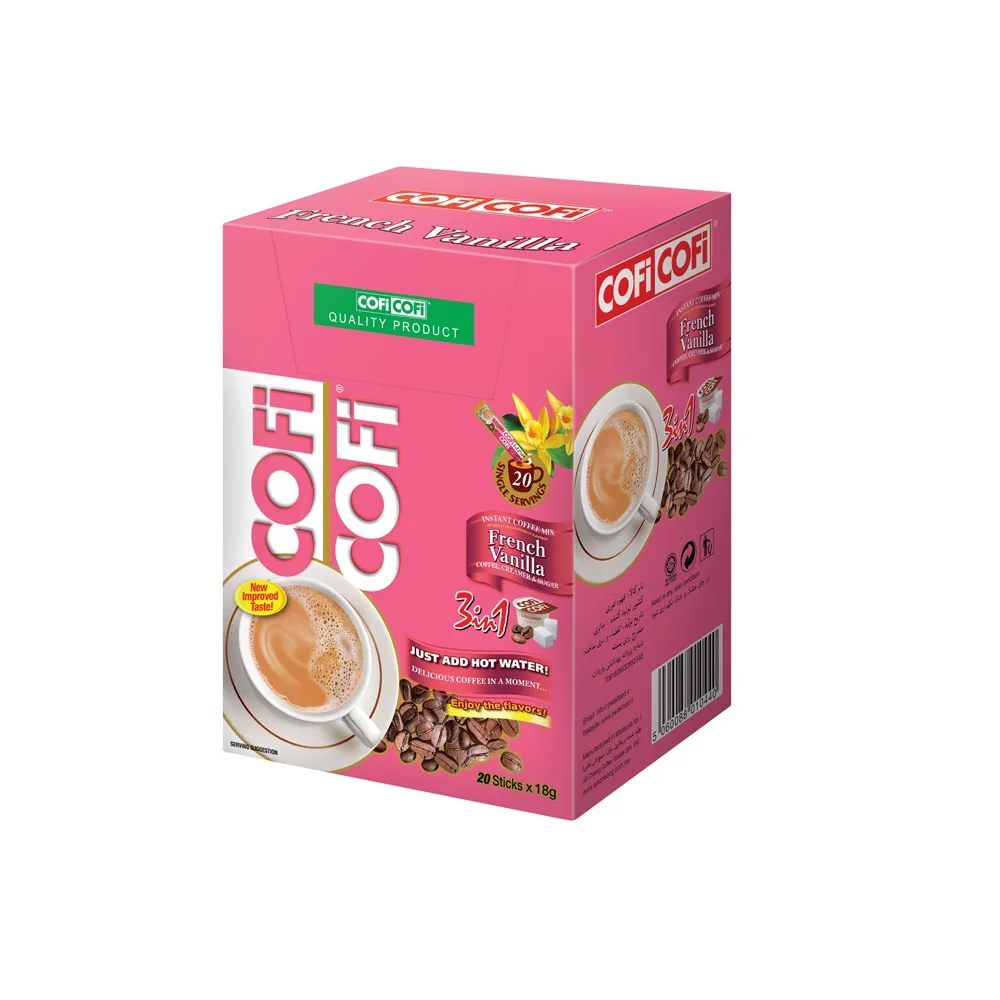 
High Quality COFI COFI Brands 3 in 1 French Vanilla 20 Sticks x 18g Instant Coffee Powder 