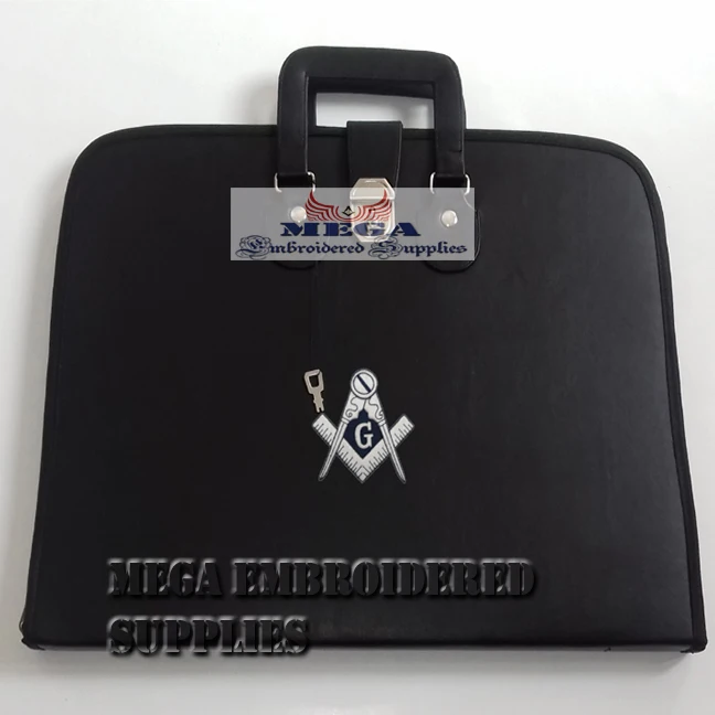 Masonic soft apron case with Square & compass gold in bullion embroidery
