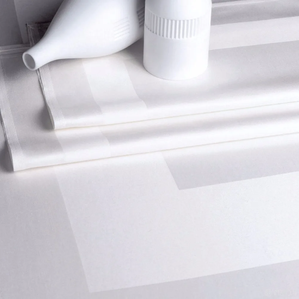 Plain White Cotton Line Table Cloth Satin Band Serviette Napkins Dish Towels Wholesale