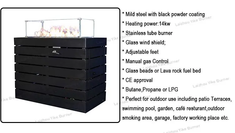 Backyard Rectangle Propane Outdoor Heating Firepits Table Fire Pit