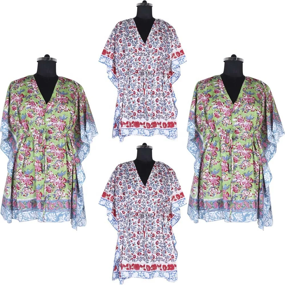 Vintage Style Silk Printed Short Kaftan