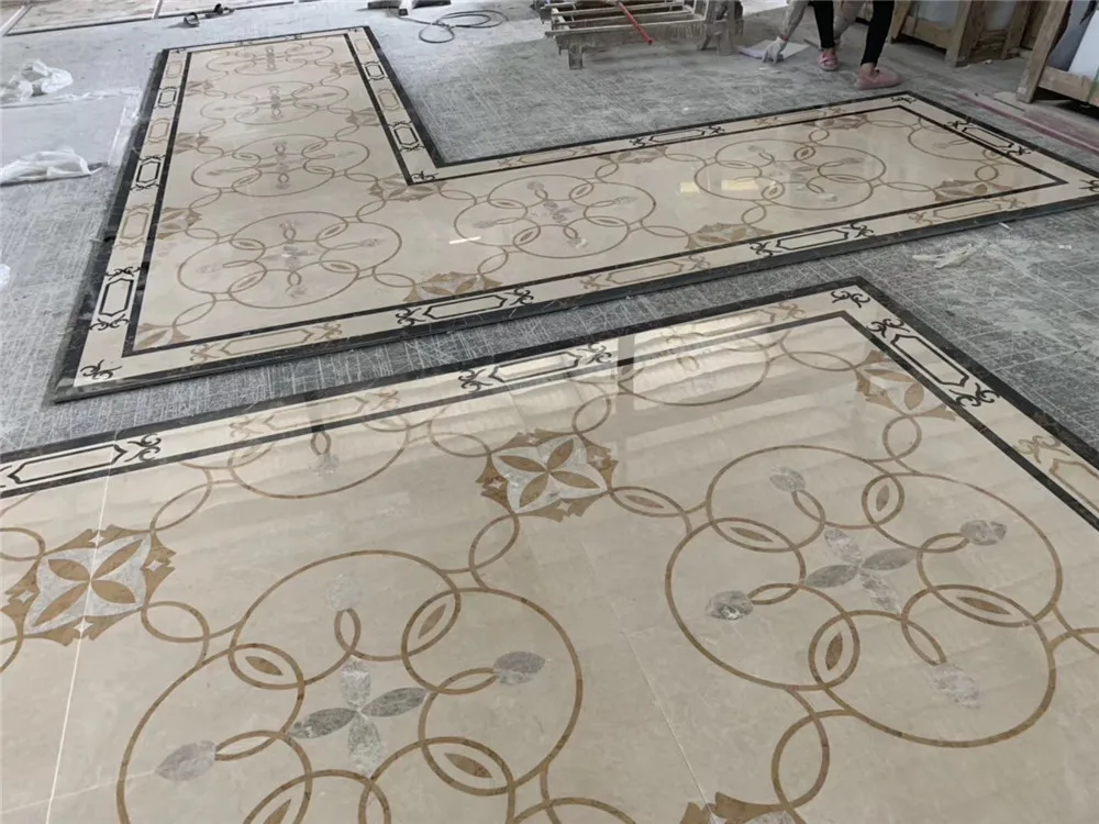 Water jet foyer mosaic rectangle floor waterjet marble medallion sale