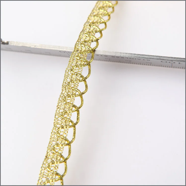 Gold Bobbin Lace Zigzag Crochet Lace For Club Dresses