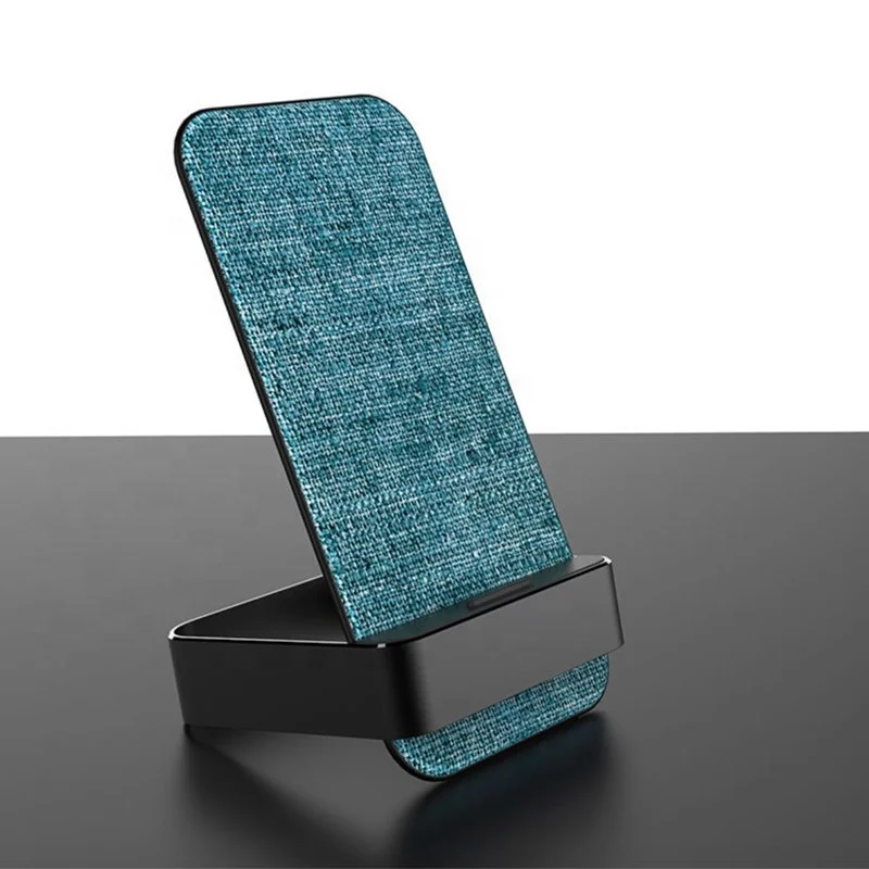 
Cotton Fabric Vertical Wireless Charger Bracket Dual Coil 10W Fast Charging Mobile Phone Desktop QI Wireless Charger 