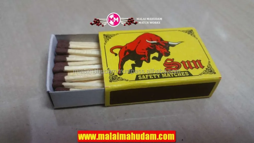 Premium Quality Safety Matches Black & Colorful Stick Match Sticks in Wooden Box for Kitchen Use