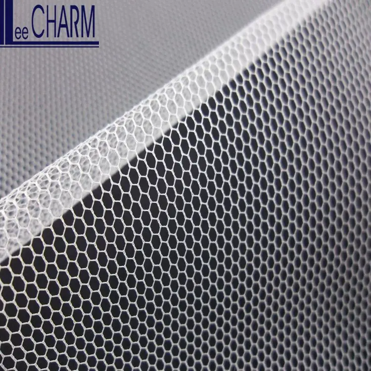 LCSH505WS Taiwan 300 CM Width 30D Polyester Soft Ivory Wedding Veil Hexagon Tulle Fabric