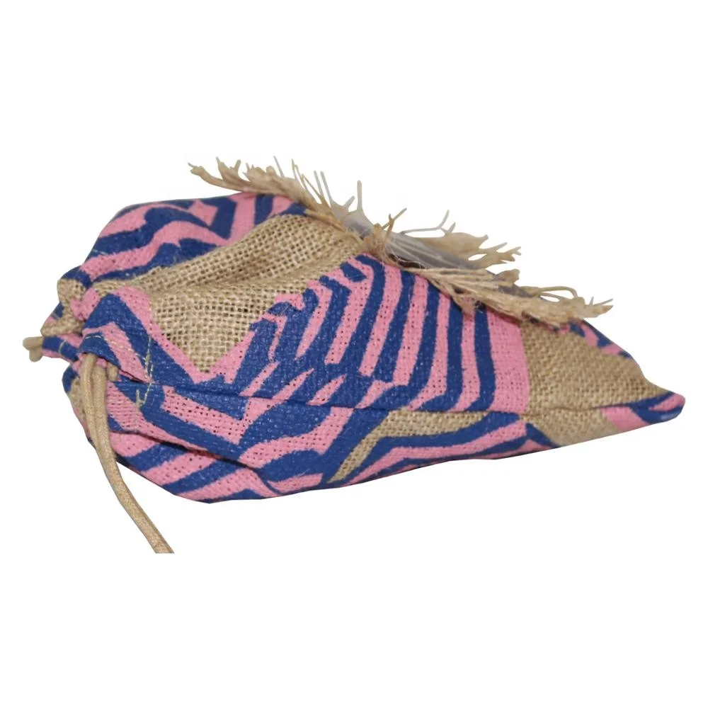 Hessian Fabric Custom Design Genuine Leather Patch Branding Burlap Jute Drawstring Bag for Packaging Wedding Gift Shopping