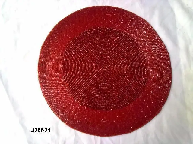 
Red two tone round Glass bead place mat available in other colours and patterns 