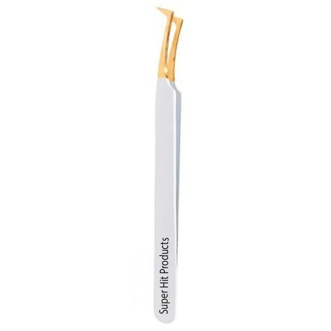 
White with Gold Tip Tweezers for Eyelash Extension for Volume Lashes 