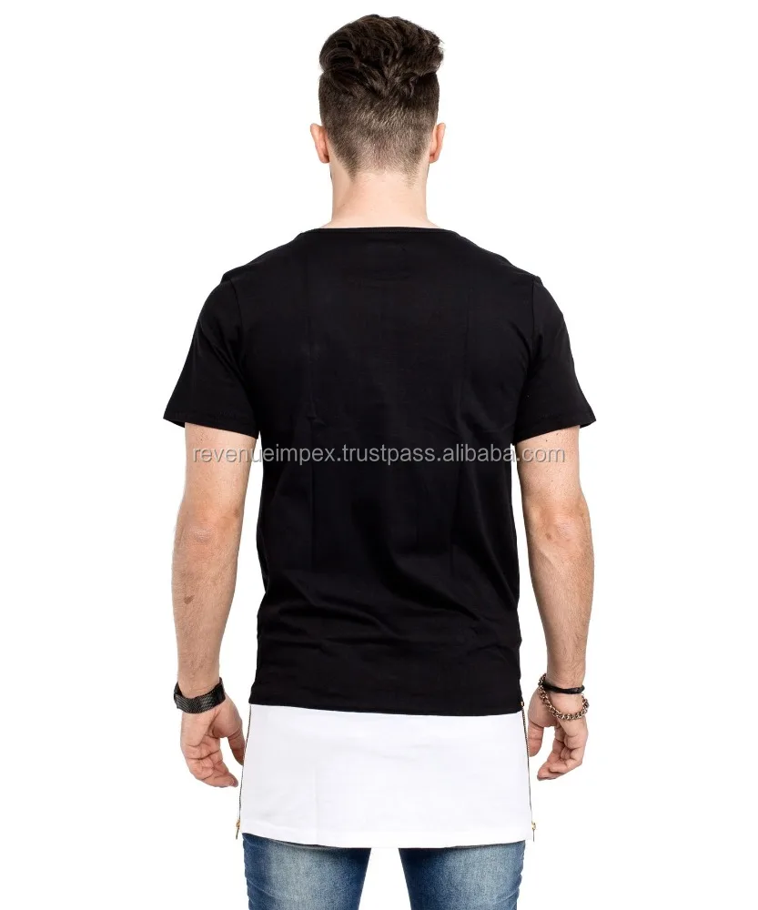 black color t-shirt with white bottom/cotton t-shirt in black and white color