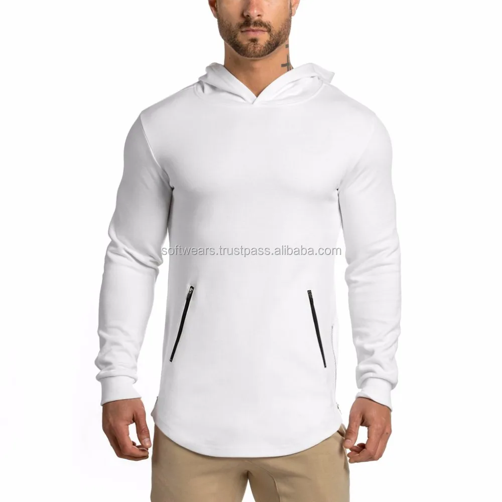 OEM mens hoodie hot selling side zipper curve bottom Hoodies round bottom scoop hem men hoodies