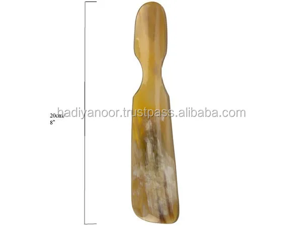 100% natural buffalo shoe horn man and woman and girls shoe horn for customized size wearing shoe wood horn for sale