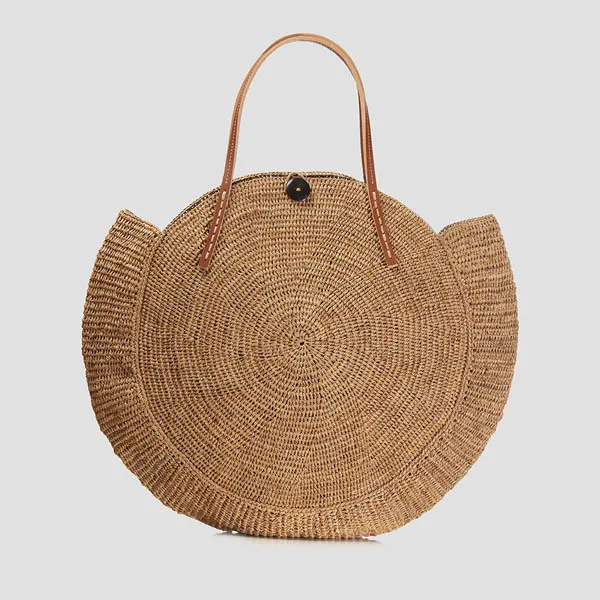 Crocheted Round Bag in Raffia