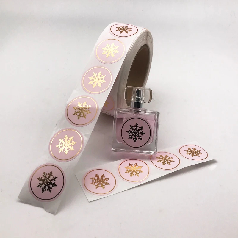 Custom Gold Foil Sticker, Adhesive Cosmetics Label Printing Roll,Hot Foil Stamping Round Logo Sticker for Perfume Bottle