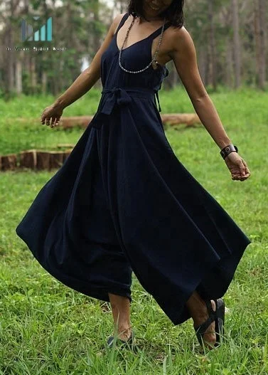 Boho Blue harem jumpsuit, hemp overall, Hot Summer fancy hemp clothing overall