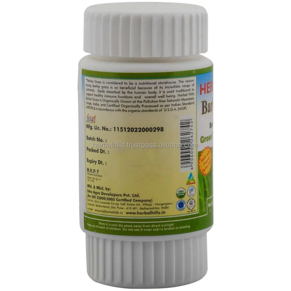 
Organic Barley Grass Tablet - Alkalizing & Detox-60 Tablets 