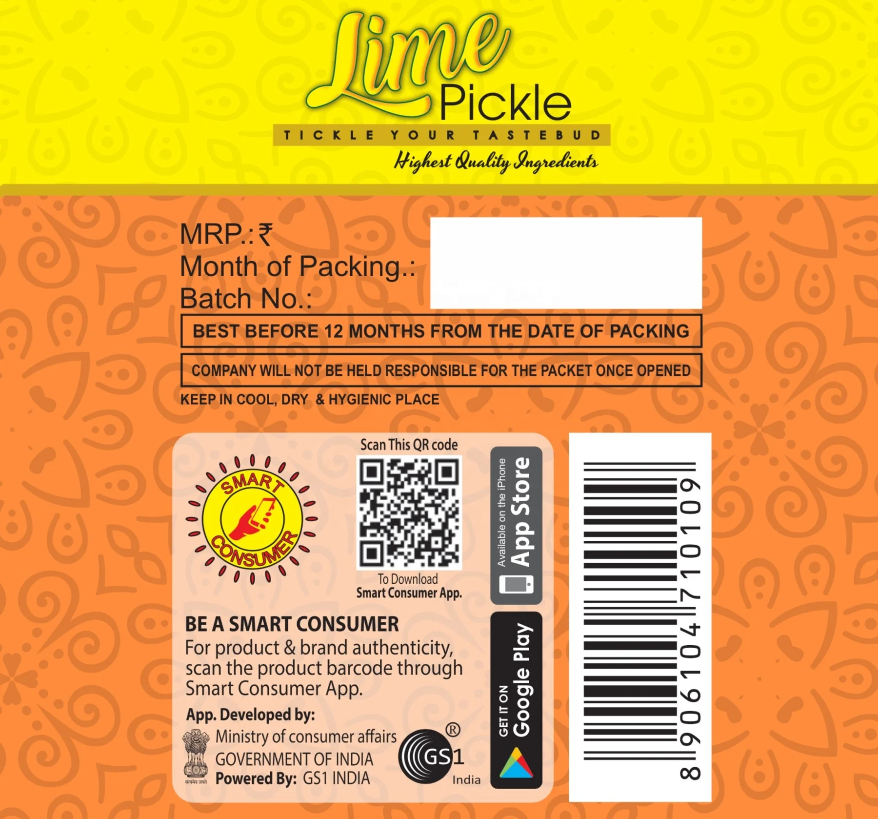 
Lime Pickle 500g 