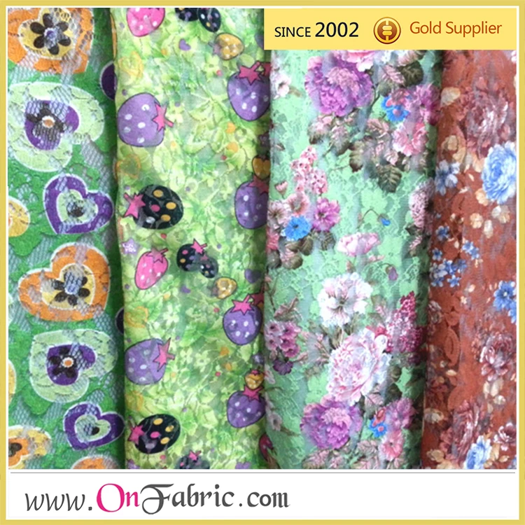 58/60' Stocklot Polyester Print Woven Raschel Lace Fabric