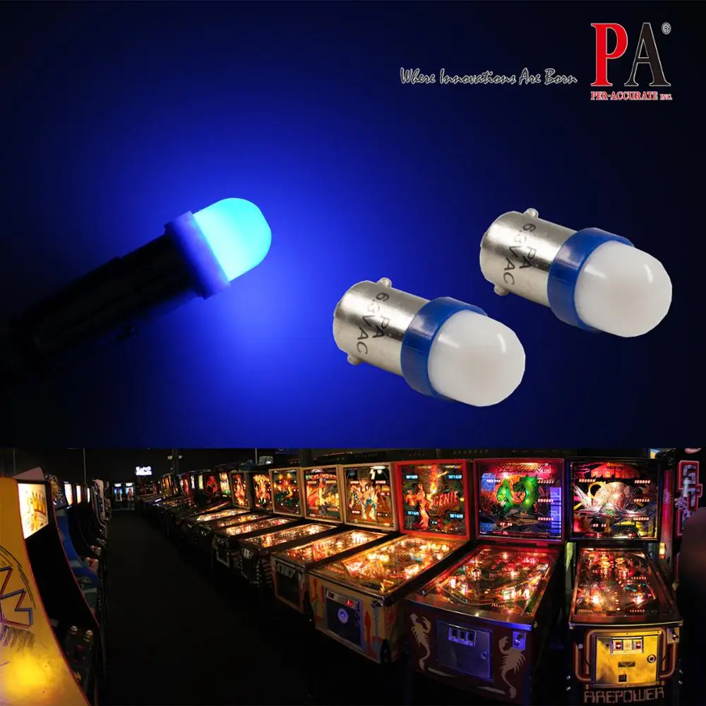 PA 2 SMD 2835 Ba9s #44 T4W 1445 wedge LED 6.3v for Pinball Machine(Blue)