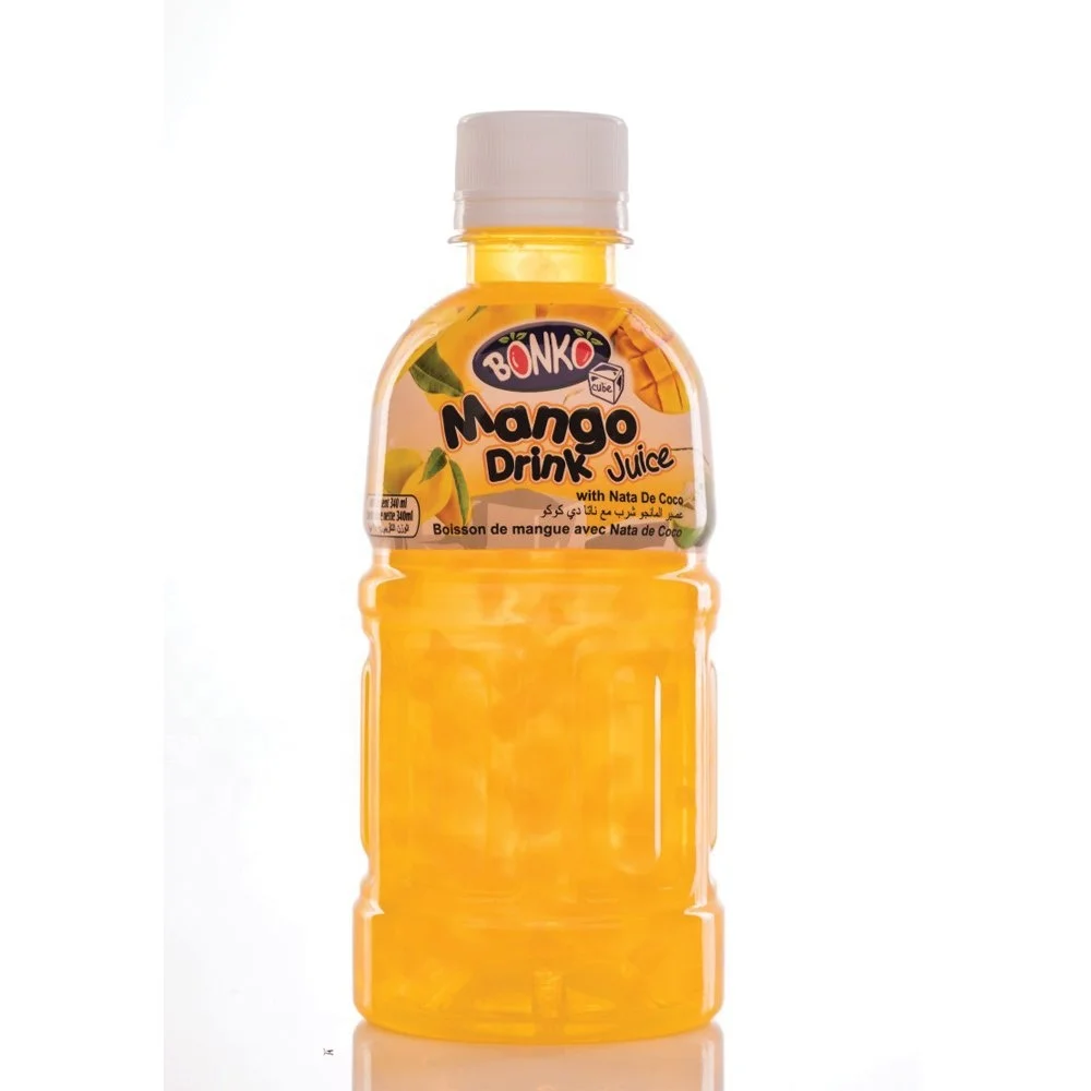 
Fruit Drink Juice Mango with Nata De Coco 320ml Plastic bottle BONKO cube brand  (50046525044)