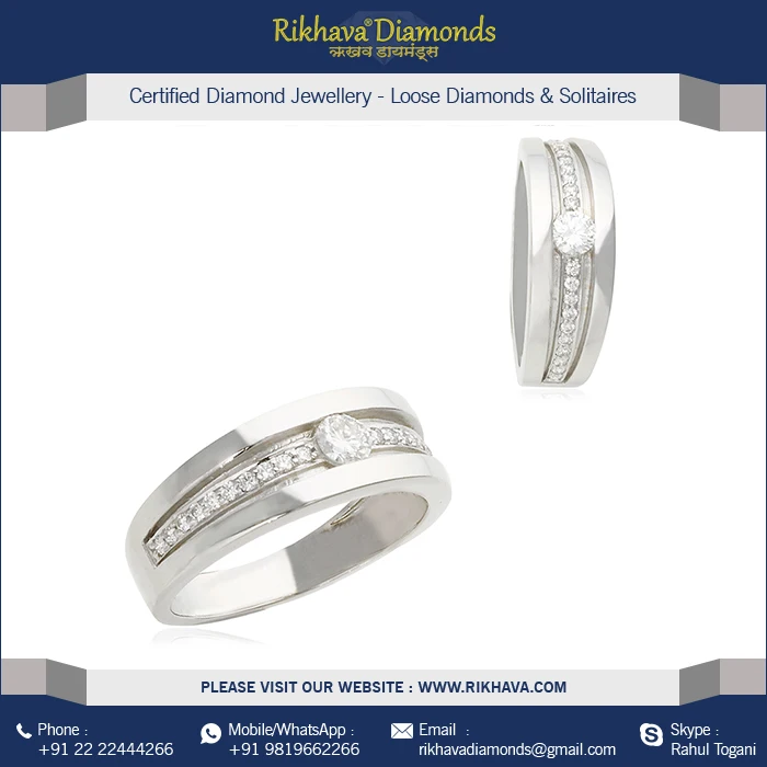 18kt White Gold Diamond Ring  Stainless Steel Swivel Anti Stress Anxiety Finger Rings Jewelry Spinners Ring For Men