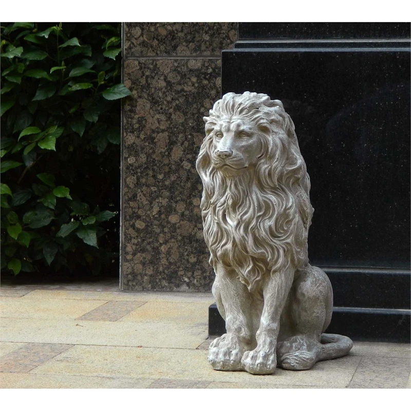 Zoo Decoration Life Size Fiberglass Resin Sitting Lion Statue Art Sculpture